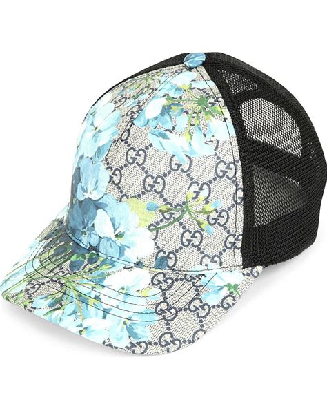 gucci cap mit blumen blau